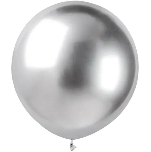 Stora Runda Silver Chrome Ballonger (10-pack)