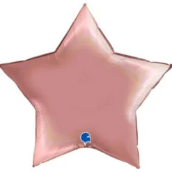 Stor Ballong Stjärna Holografisk Platinum Rosé