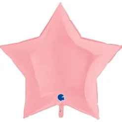 Stor Folieballong Stjärna Matt Pastell Rosa