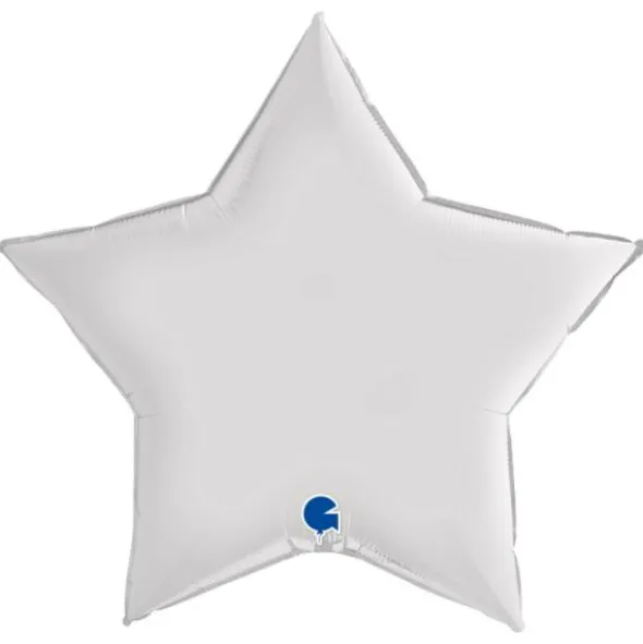 Stor Folieballong Stjärna Satin Vit