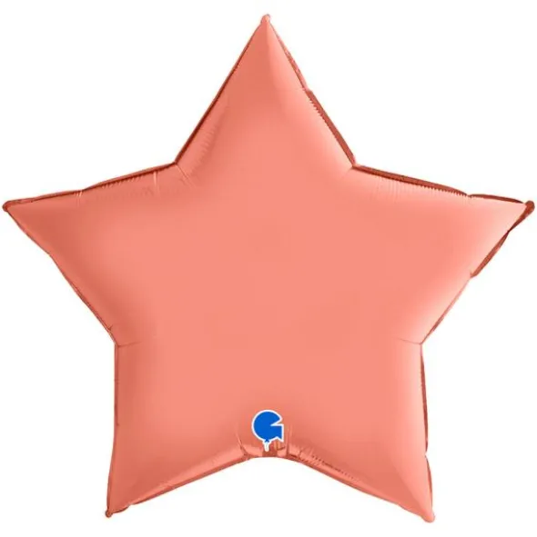Stor Folieballong Stjärna Satin Roséguld