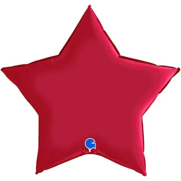 Stor Folieballong Stjärna Satin Cherry