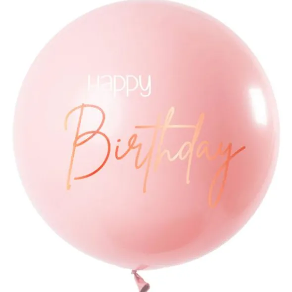 Stor Happy Birthday Ballong Ljusrosa
