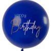 Stor Happy Birthday Ballong Mörkblå & Guld
