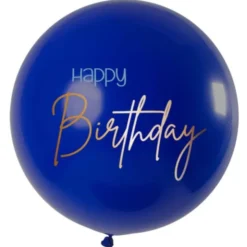 Stor Happy Birthday Ballong Mörkblå & Guld