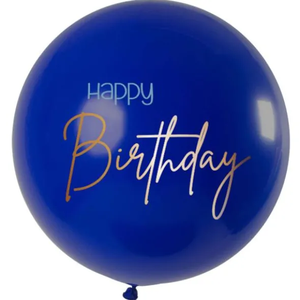 Stor Happy Birthday Ballong Mörkblå & Guld