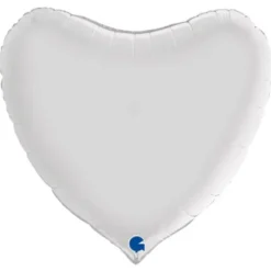 Stor Hjärtballong Satin Vit
