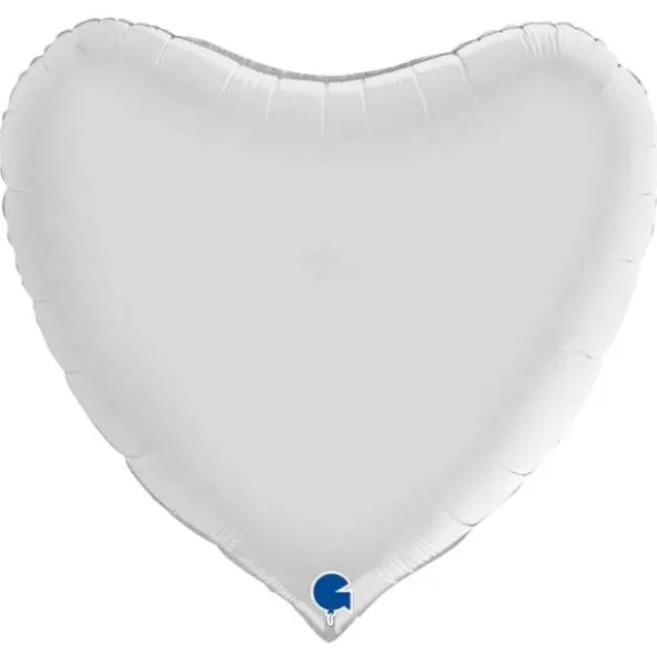 Stor Hjärtballong Satin Vit