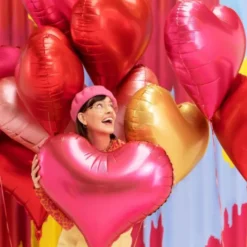 Stor Hjärtformad Ballong Satin Rosa