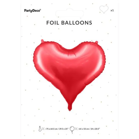 Stor Hjärtformad Ballong Satin Röd