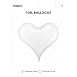 Stor Hjärtformad Ballong Vit