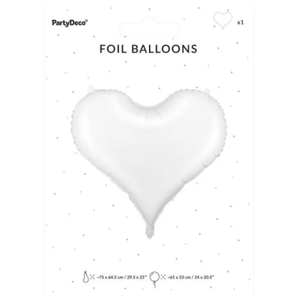 Stor Hjärtformad Ballong Vit