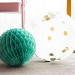 Stor Konfettiballong Guld & Mint