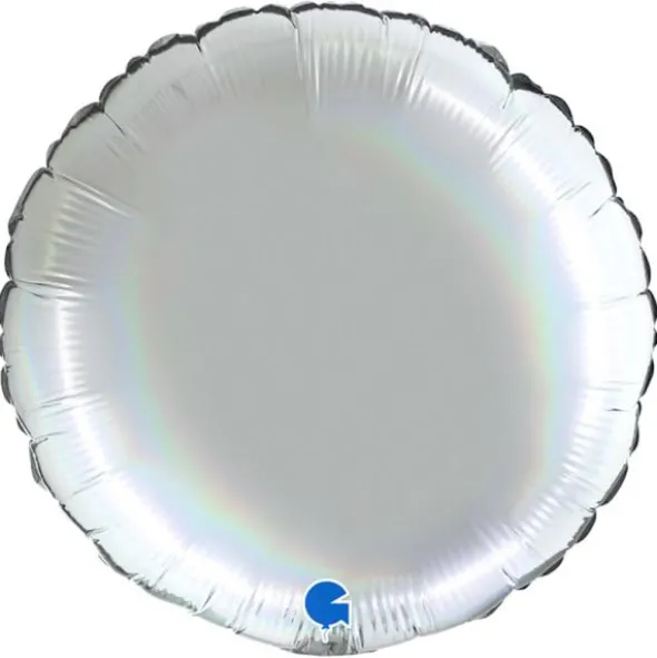 Stor Rund Folieballong Holografisk Platinum Pure