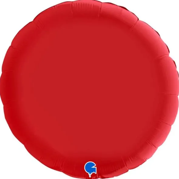 Stor Rund Folieballong Satin Rubin Röd