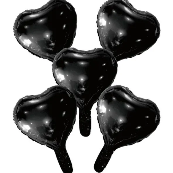 Svarta Hjärtballonger Folie 5-pack