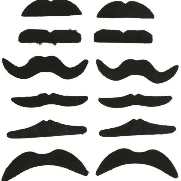 Svarta Maskerad Mustascher 12-pack