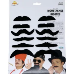 Svarta Maskerad Mustascher 12-pack