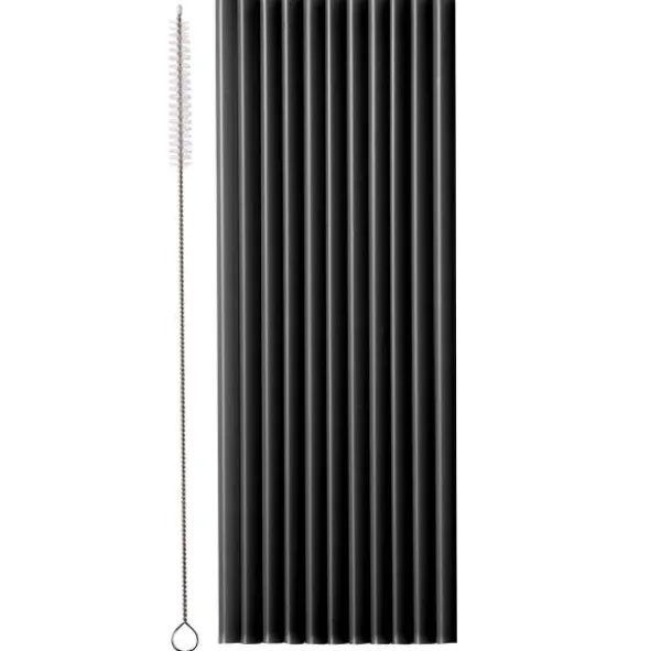Svarta Plastsugrör Återanvändbara 23 cm 12-pack