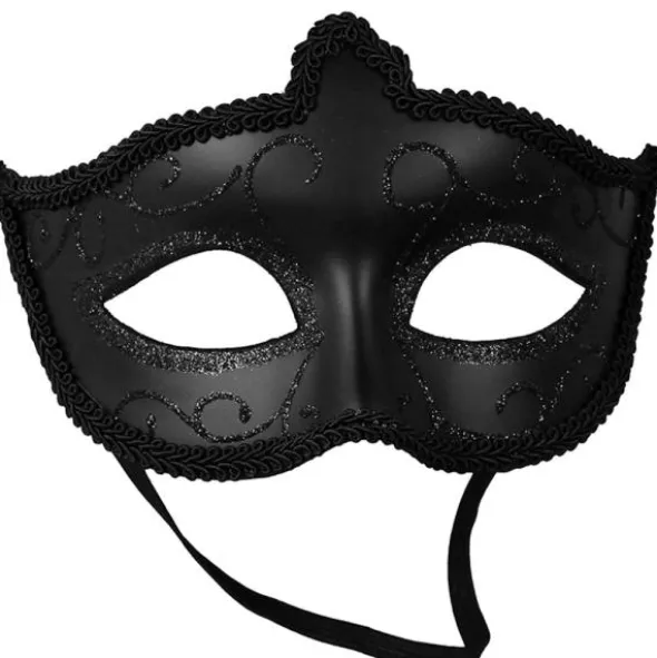 Svart Halvmask med Glitter