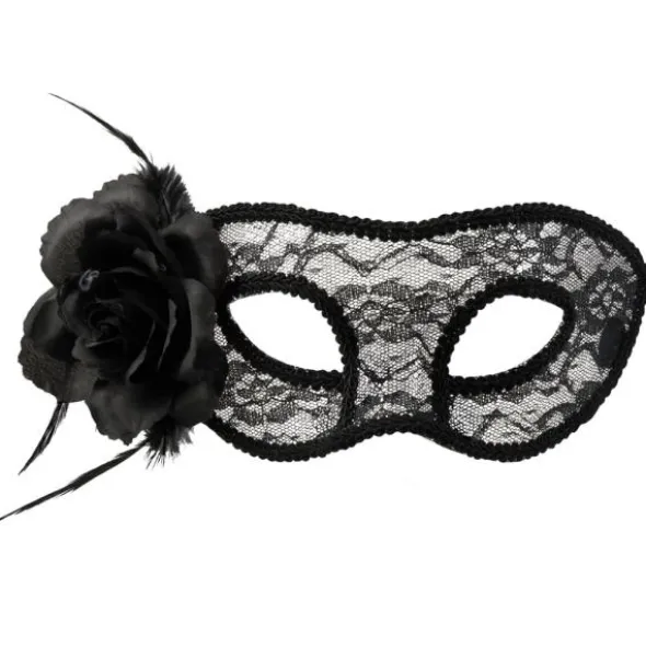 Svart Spets Mask med Blomma