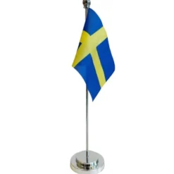 Sverige Bordsflagga med Silverfot