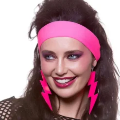 80-tal Örhänge Blixtar Neon Rosa Clip-on