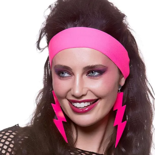 80-tal Örhänge Blixtar Neon Rosa Clip-on
