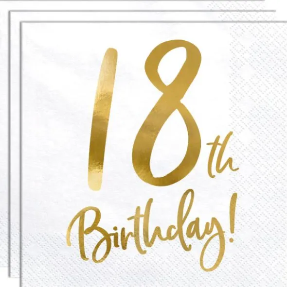 18th Birthday Servetter Guld
