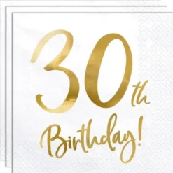30th Birthday Servetter Guld