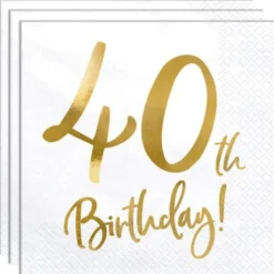 40th Birthday Servetter Guld