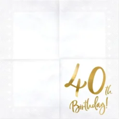 40th Birthday Servetter Guld