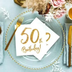 50th Birthday Servetter Guld