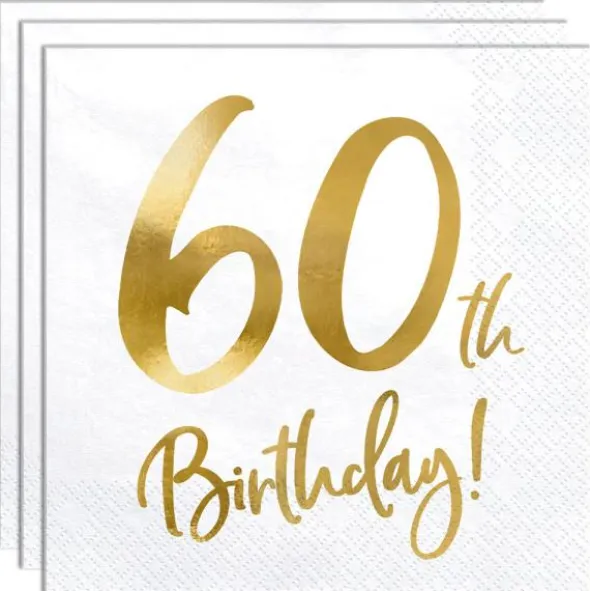 60th Birthday Servetter Guld