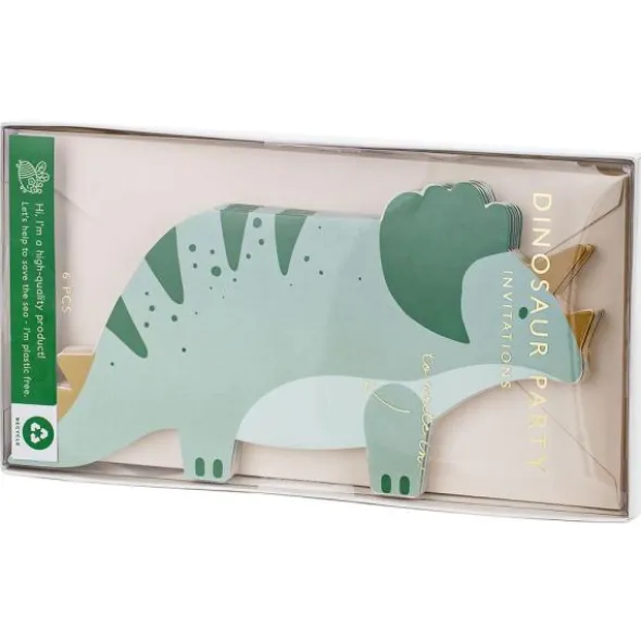 Triceratops Inbjudningskort med Kuvert 6-pack