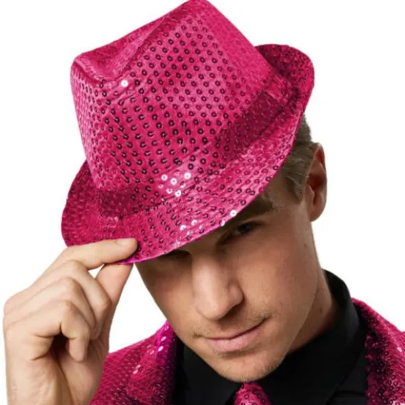 Trilby Hatt Rosa Paljetter