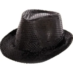 Trilby Hatt Svarta Paljetter