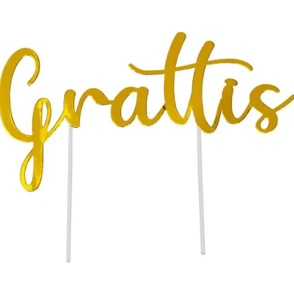 Tårtdekoration Grattis Guld