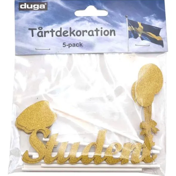 Tårtdekoration Guld Student 5-Pack