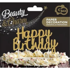 Tårtdekoration Happy Birthday Guld