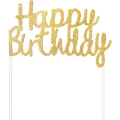 Tårtdekoration Happy Birthday Guld