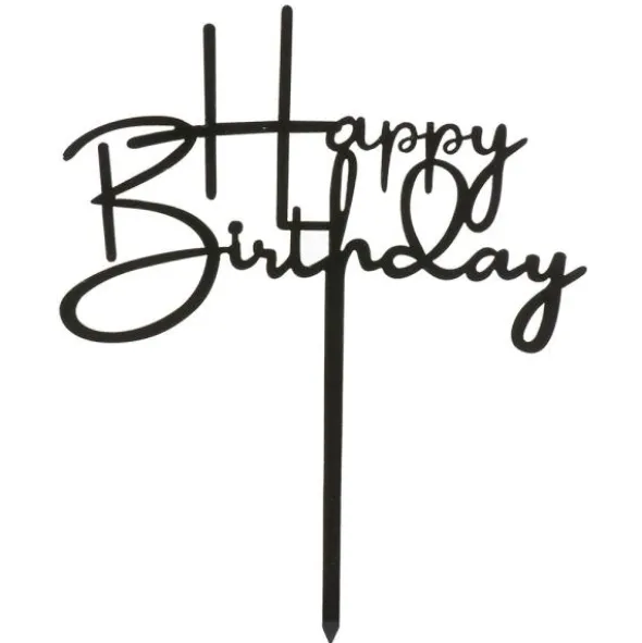 Tårtdekoration Happy Birthday Svart