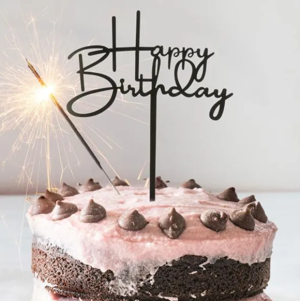 Tårtdekoration Happy Birthday Svart