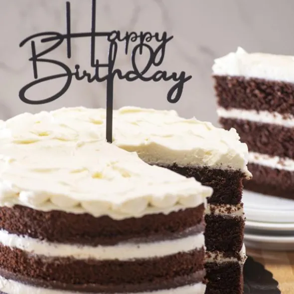 Tårtdekoration Happy Birthday Svart