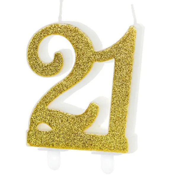 Tårtljus Glitter Guld 21 år