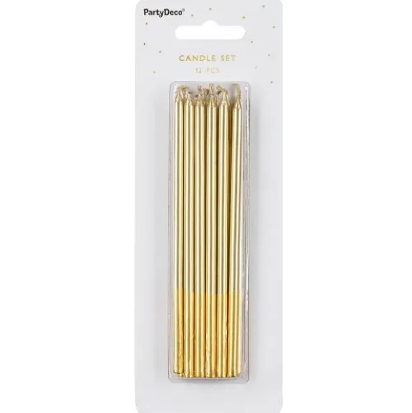 Tårtljus Långa Guld 12-pack