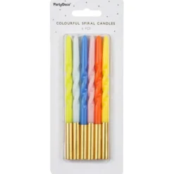 Tårtljus Långa Spiral Färgmix 6-pack