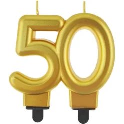 Tårtljus 50 Metallic Guld