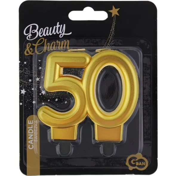 Tårtljus 50 Metallic Guld