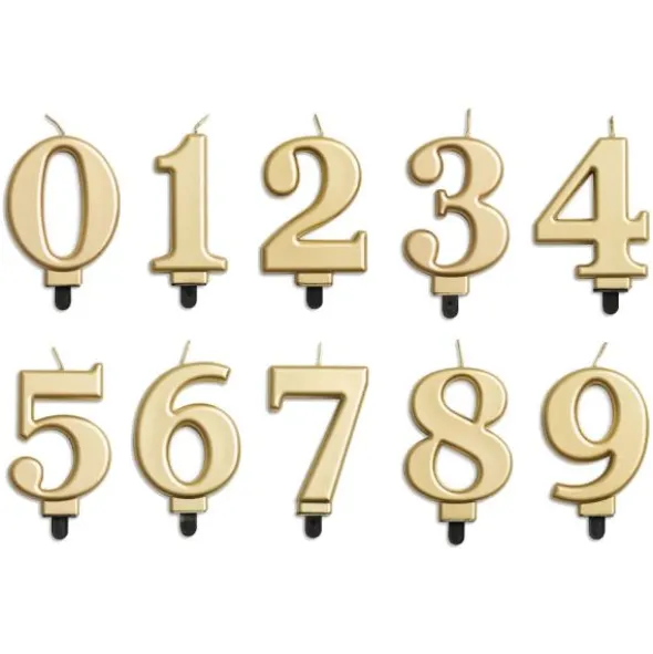Tårtljus Siffra Metallic Guld (Siffra 0)